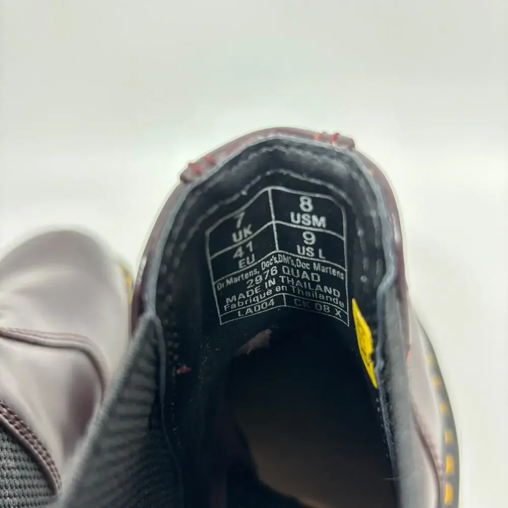 Nw Dr. Martens 2976 Quad Platform Chelsea Boots Womens 9 Mens 8 Burgundy Leather